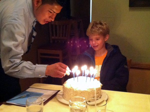 Nathaniel with birthday cake