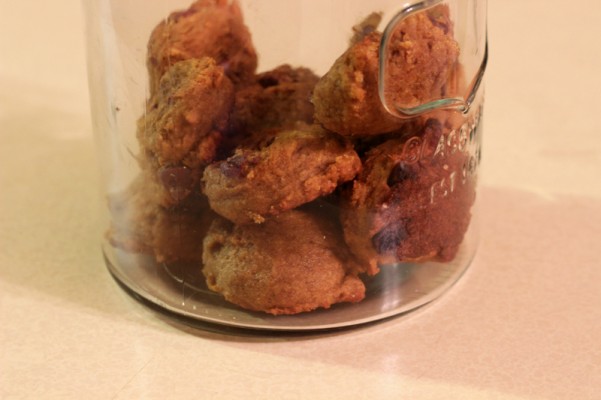 pumpkin chocolate chip cookies in jar