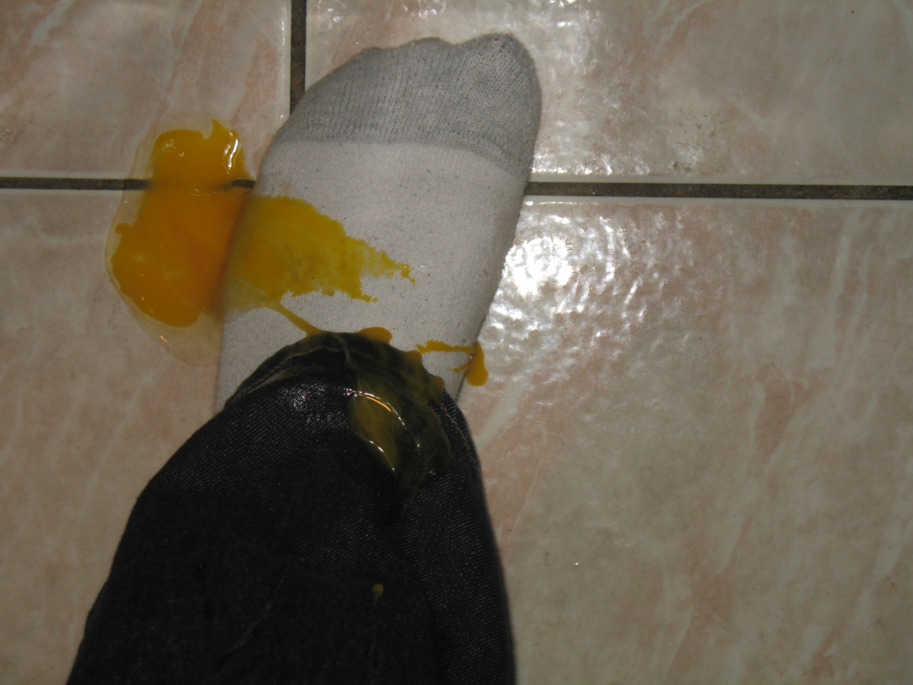 egg yolk on my sock