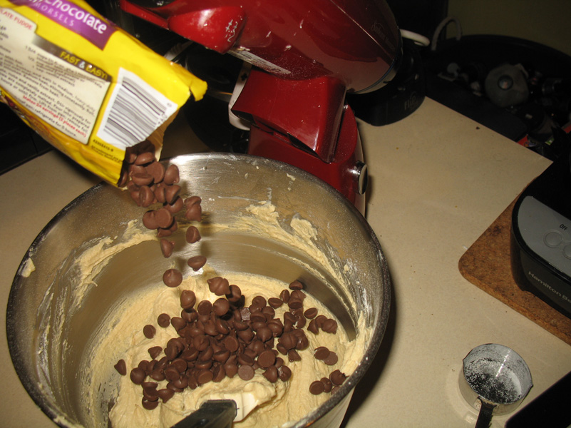 chocolate chips going on