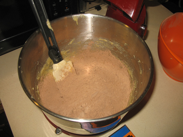 adding flour & cocoa