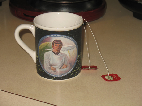 chai tea in Spock mug