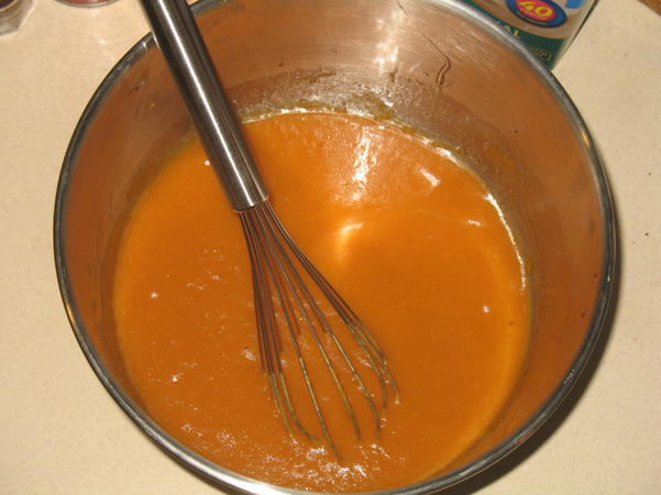 pumpkin batter, wet ingredients