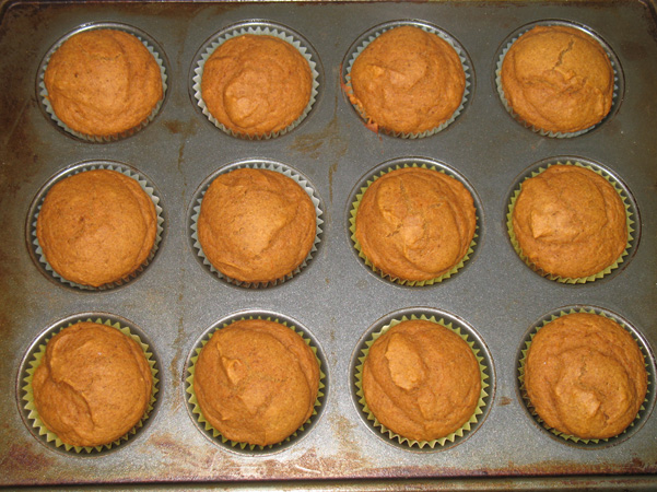 pumpkin cupcakes fresh from the oven