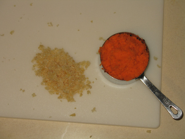 chopped crystallized ginger and grated carrots