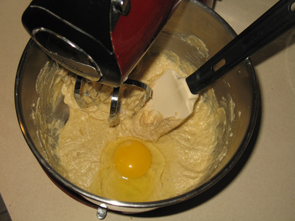 adding eggs