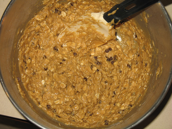 batter with mini chocolate chips