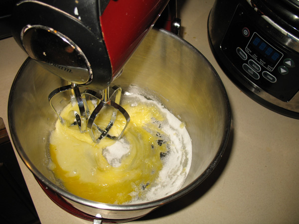 eggs and sugar in stand mixer