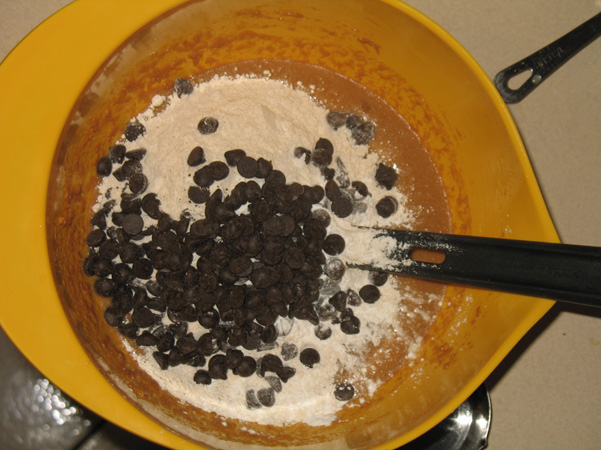 chocolate chips on batter