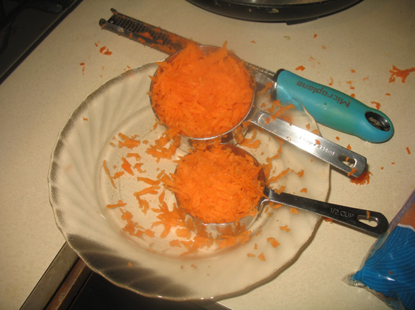 shredded carrots and mess