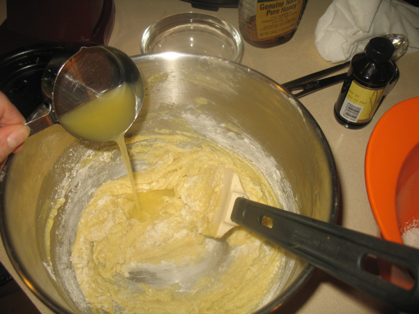 adding flour and lemon to mixture