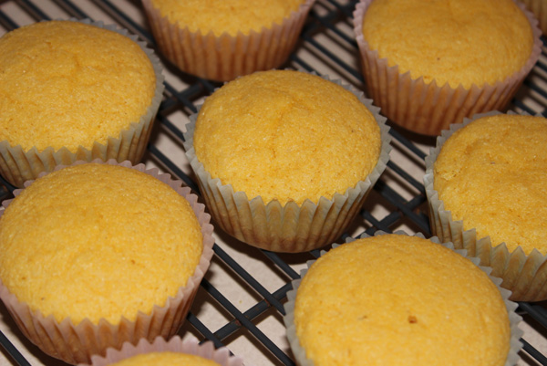 corn muffins on cooling rack