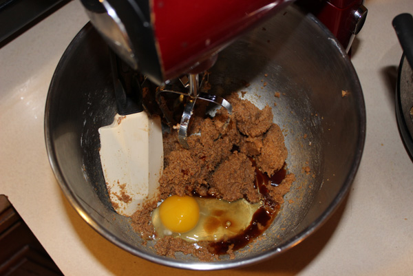 adding egg and vanilla
