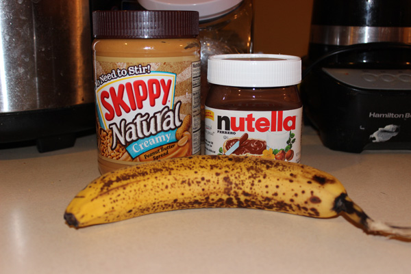 peanut butter, nutella, banana