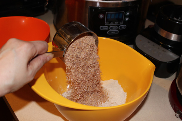 adding wheat bran to flour