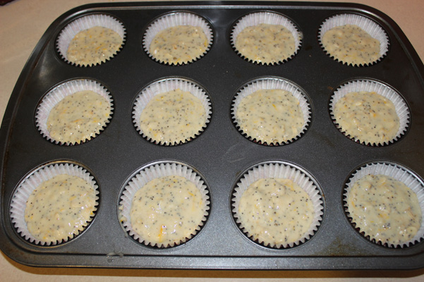 batter in muffin pan