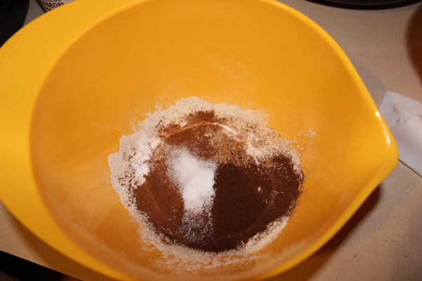 dry ingredients, not whisked yet