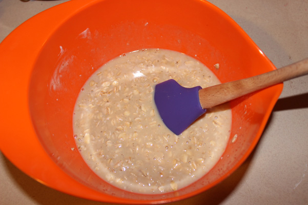 mixed in with oats and milk