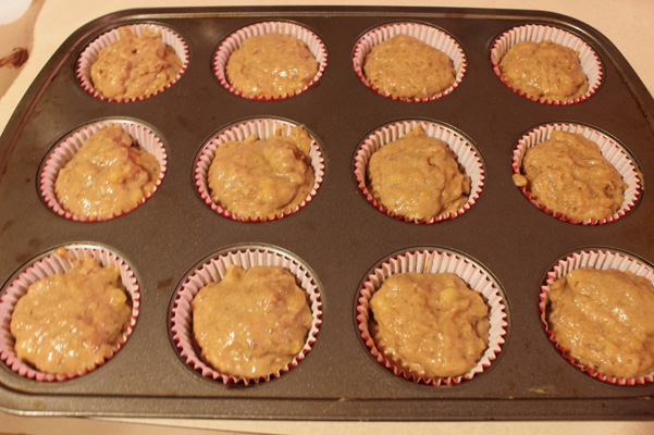 muffin batter, topped up