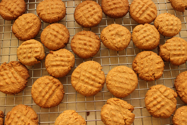 butterscotch peanut butter cookies on rack