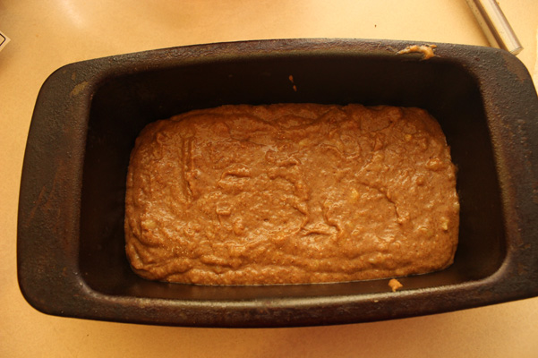 batter in loaf pan