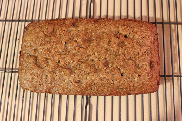 chocolate chip zucchini bread cooling