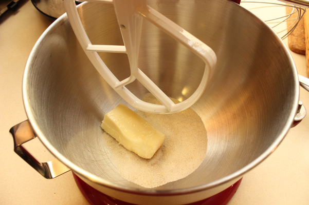 butter and sugar in bowl