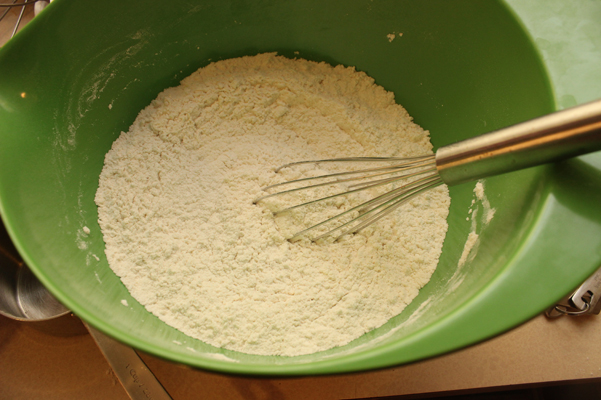 flour, baking soda, baking powder, salt