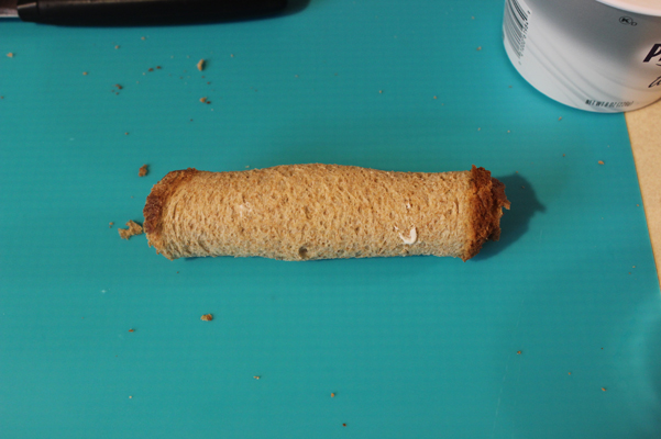 bread, flattened, with crust removed