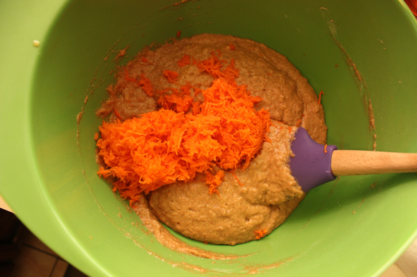 batter with carrots on top