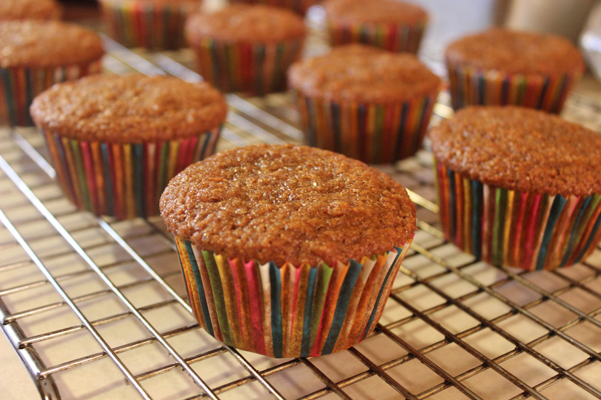 carrot cake muffins on cooling rack