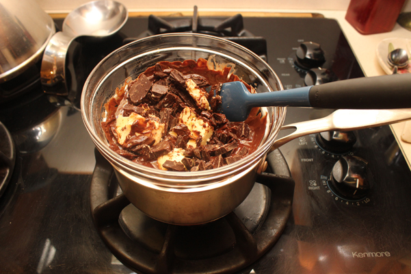 butter and chocolate melting on stovetop