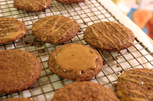 molasses-orange cookies with espresso glaze