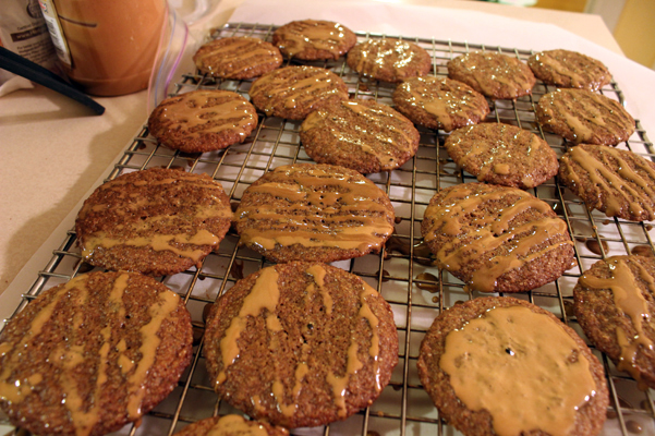 molasses-orange cookies with espresso glaze
