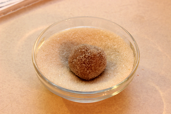 dough ball in sugar