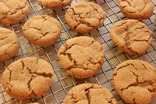 chewy brown sugar cookies cooling on rack
