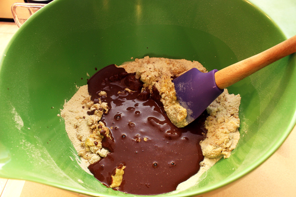 adding cocoa-butter mixture
