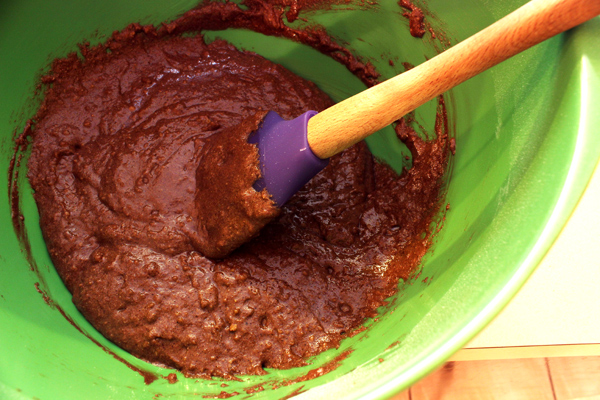 chocolate cupcake-muffins batter, almost done